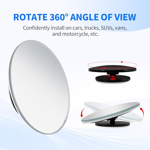2 PCS Car Blind Spot Mirror, HD Frameless Convex Glass Angle Adjustable, Self-adhesive Back Auxiliary Reverse Mirror Wide Angle Side Mirrors Universal Car Exterior Accessories (Round) - size: Round