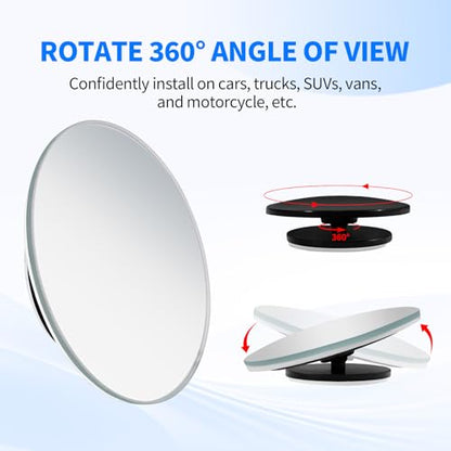 2 PCS Car Blind Spot Mirror, HD Frameless Convex Glass Angle Adjustable, Self-adhesive Back Auxiliary Reverse Mirror Wide Angle Side Mirrors Universal Car Exterior Accessories (Round) - size: Round