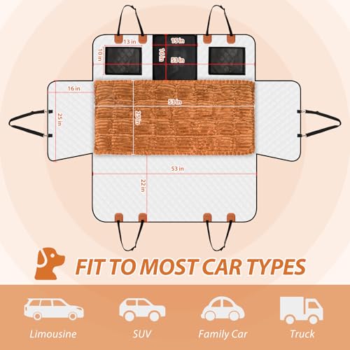 Dog Car Seat Cover Set for Back Seat, Back Seat Cover + Pet Bed Mat Perfect with Mesh Window, Hammock 600D Heavy Duty Scratch Proof Nonslip Durable Soft Back Seat Covers for Cars Trucks and SUVs - color: Khaki