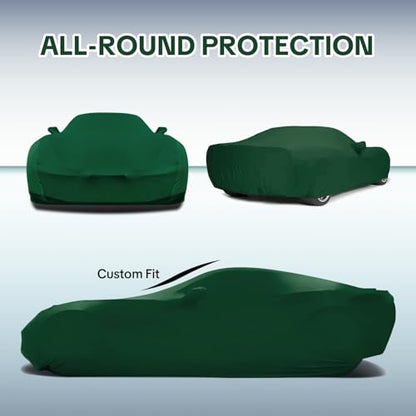WinPower Indoor Sports Car Cover 164-181 Inch Soft Stretch Breathable Dustproof Scratch Protection Elastic Full Cover for Underground Garage Auto Show, Green - size: M--SPORT CAR(164-181 Inch)