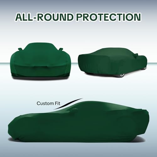 WinPower Indoor Sports Car Cover 181-192 Inch Soft Stretch Breathable Dustproof Scratch Protection Elastic Full Cover for Underground Garage Auto Show, Green - size: L-sport Car(181-192 Inch)