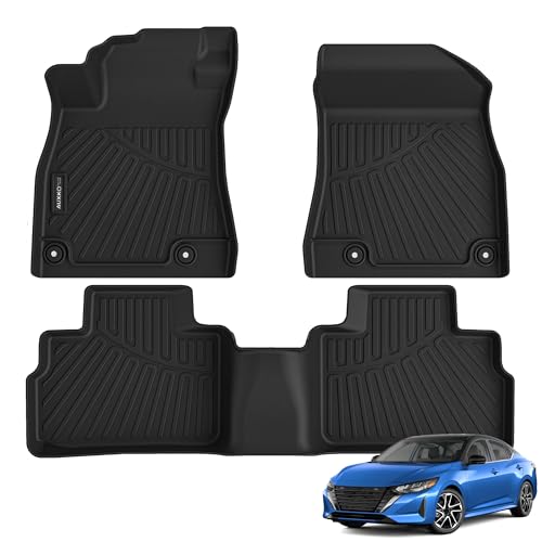 All Weather Floor Mats Fit for Nissan Sentra 2020-2025 TPE Liners Sentra Accessories Set All Season Guard Odorless Anti-Slip Floor Mats Black - size: 2) sentra|2020-2025|floor mats