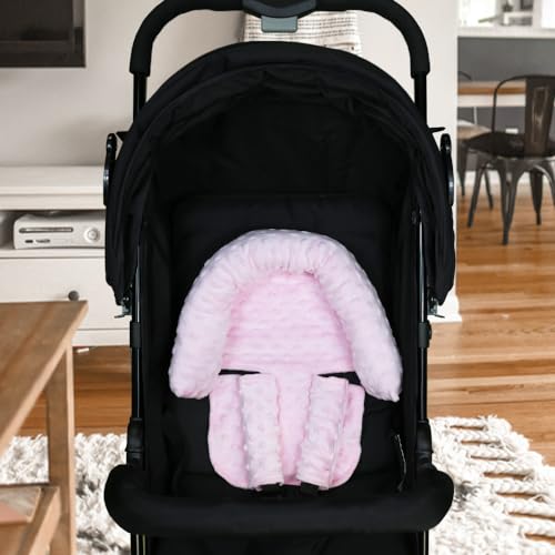 Baby Head Support and Strap Covers - Infant Head Support Pillow Super Soft Head and Neck Pillow for Car Seat Baby Headrest and Carseat Neck Cover,Light Pink - color: Pink