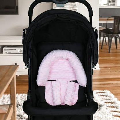 Baby Head Support and Strap Covers - Infant Head Support Pillow Super Soft Head and Neck Pillow for Car Seat Baby Headrest and Carseat Neck Cover,Light Pink - color: Pink