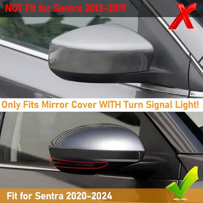 Moonlinks Compatible with Nissan Sentra 2020 2021 2022 2023 2024 Side Mirror Cover Replacement, Gray Right Passenger Side Clip-on Mirror Cap for Sentra S/SR/SV/Sense/Advance/Exclusive - color: Right Gray