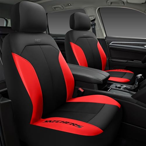 Skechers Car Seat Covers,GOGA Mat Oxford Cloth Seat Covers,Waterproof Car Seat Covers Front Seats,Automotive Universal Fit Seat Cover for Most Cars, Suvs, Trucks,Red - color: Black & Red, size: Two Front