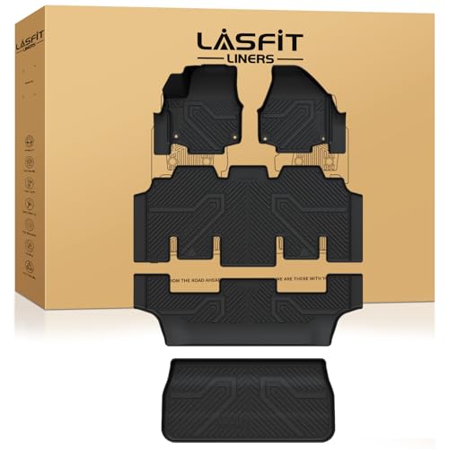 LASFIT Floor Mats for Chrysler Pacifica 2017-2026, All-Weather TPE Floor Liners & Trunk Cargo Mats Accessory for Pacifica/Voyager (7-Seater,Non Hybrid - size: 2017-2026 | For Chrysler Pacifica | Full Set