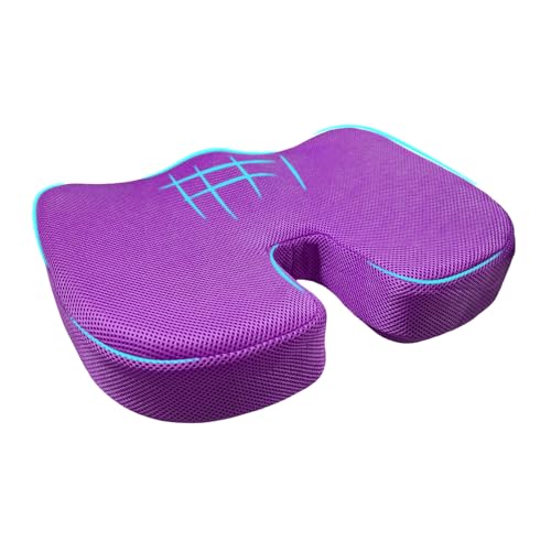 Car Seat Cushion, Memory Foam Cushion for Tailbone Pain & Sciatica Relief, Ergonomic Seat Cushion Comfortable Chair Relief Pillow for Car Office Wheelchair, car Accessories (Purple, Mesh) - color: Purple, Mesh