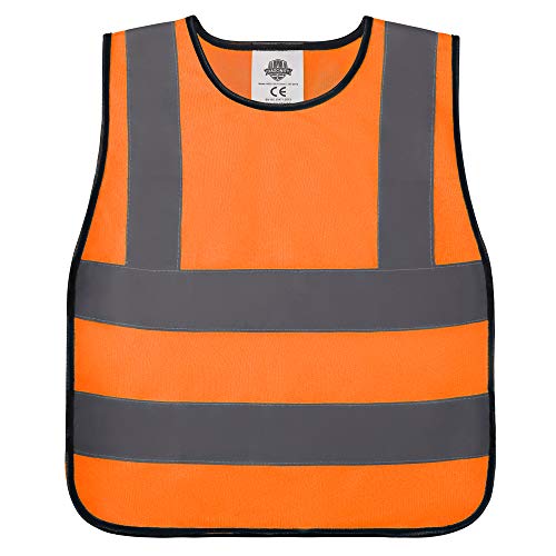 Dazonity kid's High Visibility Safety Vest, Reflective Strips, Fit for Boys & Girls, Walking or Back to School, - color: Orange-s-1pc, size: 3-6 Years