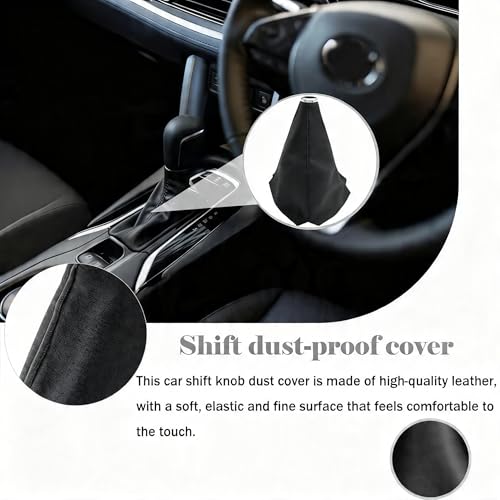 Automotive Shift Knob Dust Cover, Leather Construction, Shifter Boot Cover Replacement Part, Universal Fit for Manual/Automatic Transmissions Automotive Interior Accessories (Gray) - color: Gray