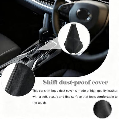 Automotive Shift Knob Dust Cover, Leather Construction, Shifter Boot Cover Replacement Part, Universal Fit for Manual/Automatic Transmissions Automotive Interior Accessories (Gray) - color: Gray