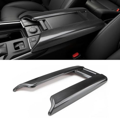 INTGET Armrest Box Trim Cover for 2026 Toyota Grand Highlander Accessories 2024 2025 ABS Carbon Fiber Center Console Storage Box Panel (Armrest Lid Cover, Carbon Fiber Pattern) - color: Armrest Lid Cover