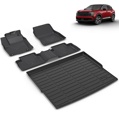 All Weather Car Floor Mats & Cargo Liner Set Fit for Nissan Kicks 2025 2026 SR SV(Not Fit S) Floor Liners Trunk Liner Kicks Cargo Mat Accessories Black - style: 4)For Nissan Kicks 2025 Full Set