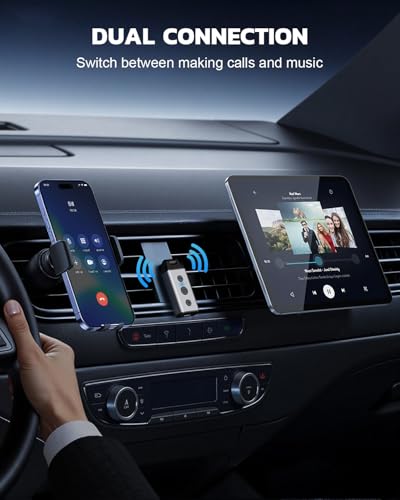 1Mii B04 Bluetooth 5.4 Receiver for Car, 3.5mm Jack AUX Bluetooth Car Adapter, Wireless Audio Receiver for Home Stereo with Volume Control, Hands-Free Clear Call, 16H Battery Life (RX Only)