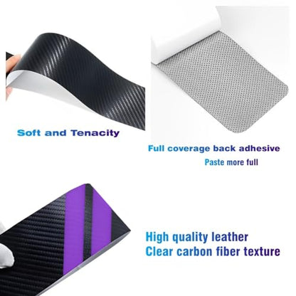 4PCS Door Sill Scratch Protector Stickers Compatible with Challenger Charger Car Threshold Protection Stickers Thickened Carbon Fiber Textured Leather Material Anti-Scratch(Purple) - color: Purple