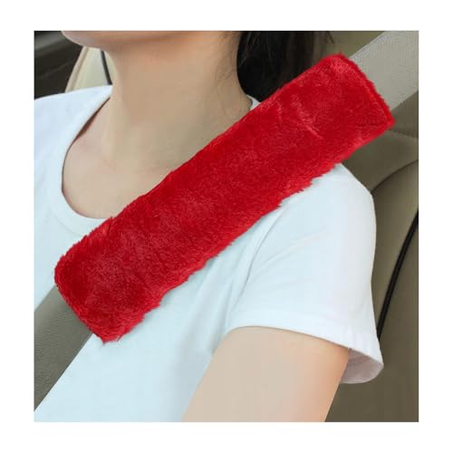 Sun Walker 2PCS Seat Belt Shoulder Pads, Fluffy Soft Plush Auto Seat Belt Pads for Protecting Your Neck & Shoulder, Comfortable Seatbelt Cover Warm Protective Cushion for Most Cars (Red) - color: Red