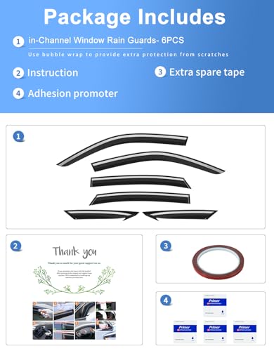 6-PCS Extra-Thick Rain Guards Fit for Honda Civic Sedan 2022-2026 Extra Durable Tape-on Window Rain Guard Window Deflectors Vent Shades Window Visor Vent Visors Exterior - size: Fit for 2022-2026 Honda Civic Sedan