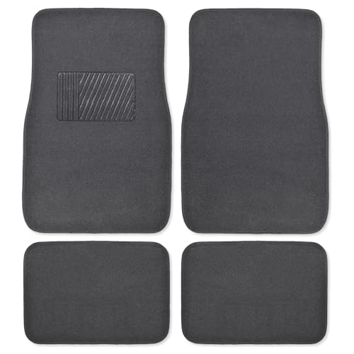 Premium 4 Piece Set of Carpet Car Floor Mats with Vinyl Safety Heel Pad for Car, Truck, SUV, Coupe Sedan, Black (MT-100-BK) Pack of 1 - color: Charcoal