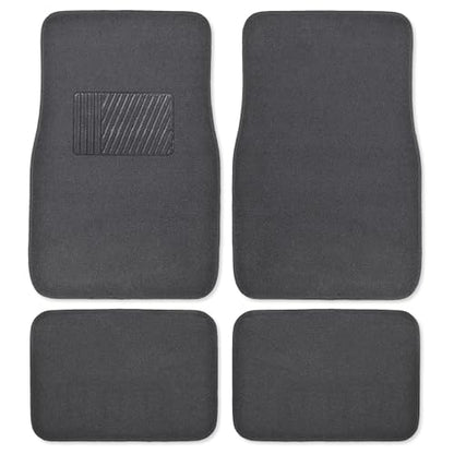 Premium 4 Piece Set of Carpet Car Floor Mats with Vinyl Safety Heel Pad for Car, Truck, SUV, Coupe Sedan, Black (MT-100-BK) Pack of 1 - color: Charcoal