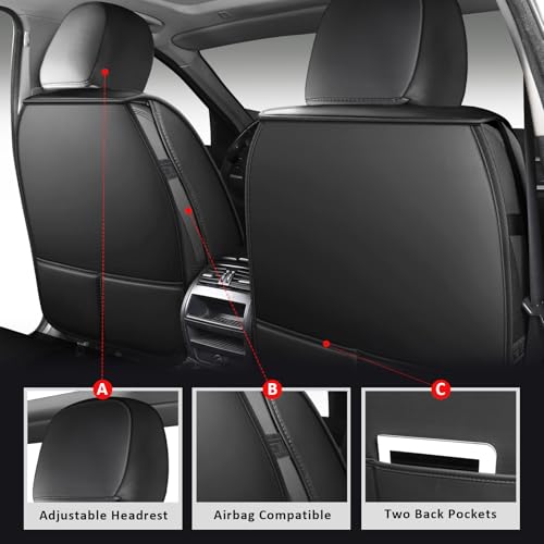 MIROZO Seat Covers,Universal Car Seat Covers Full Set Vehicle Seat Covers Automotive Seat Covers for Most Sedan, Truck and SUV (Full Set, Black and Blue) - color: Black And Blue, size: 5PCS Full Set