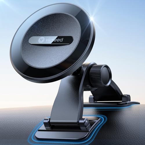 VICSEED 2025 Upgrade for MagSafe Car Mount [Strongest Dashboard Adhesive & 25N Magnetic] Cell Phone Holders for Your Car, 360° Adjustable Phone Holder Mount for All Smartphones & Vehicles - color: Z-Black