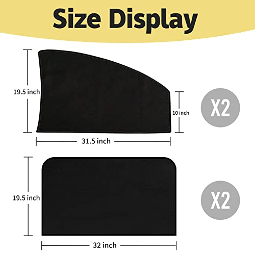 ZATOOTO 4 Pcs Car Window Cutains - Black Silk Magnetic Privacy Side Front Rear Protection Covers - Sun Shades Keeps Cooler for Kids Sleeping - color: Black Faux Silk Flat-Full Set 4PCS