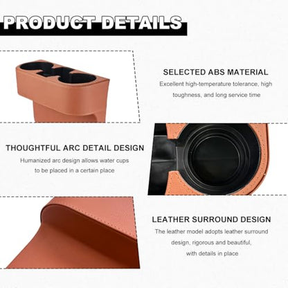 Car Seat Gap Filler Organizer, Multifunctional Auto Console Side Storage Box with Cup Holder, Universal PU Leather Cup Holder Front Seat Crevice Filler for Car Truck SUV (Brown) - color: Brown