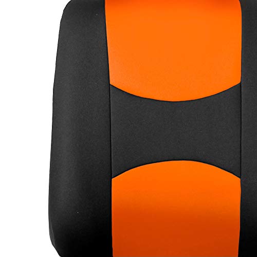FH Group FH-FB050102 Pair Set Flat Cloth Car Seat Covers, Orange/Black- Universal Fit for Trucks, SUVs, and Vans - color: Orange, style: Seat Cover Front Set