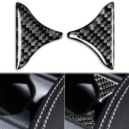 Real Carbon Fiber Center Armrest Water Cup Holder Divider Compartment Trim Panel Cover Interior Trim Sticker Cover Accessories Compatible with Benz CLA C117 2014-2018 GLA X156 2015-2019 Black - A - color: Center Armrest Water Cup Holder Divider Panel - a