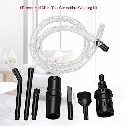 HEEPDD Mini Micro Vacuum Cleaner Attachment Tool Kit, 9-Piece Universal Car Vehicle Cleaning Accessories Set