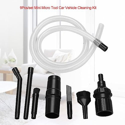 Mini Micro Tool Car Vehicle Cleaning Kit 9 Pieces, Universal Vacuum Cleaner Attachments - Precision Cleaning, Narrow Space Reach, Ideal for Electronics and Car Interiors