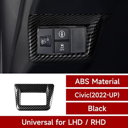 Headlight Control Switch Cover Decals for Honda Civic 2022 2023 2024 2025 11th Gen Accessories ABS Carbon Fiber Interior Stickers - color: Headlight Control Cover