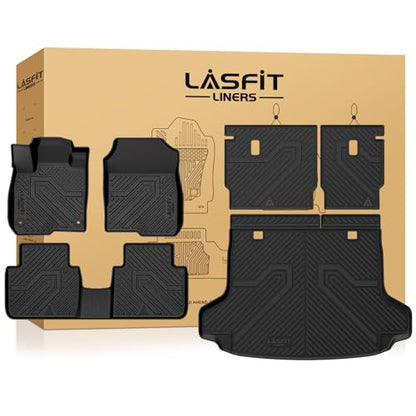 LASFIT Floor Mats & Cargo Mat with Backrest Mat for Honda HRV 2026 2025 2024 2023 Sport/LX/EX-L & for Acura ADX 2025-2026, All Weather TPE Custom Fit HR-V Floor Liner Accessories Full Set, Black - style: 6）For Honda HR-V | 2023-2026 | Full Set