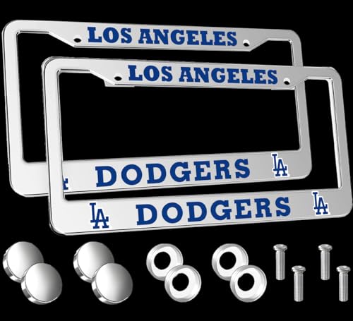 2PCS Fans Matte Metal for Dodgers License Plate Frames Holder with Screw for Car Tag Frame - color: 2PCS C DQ Slive