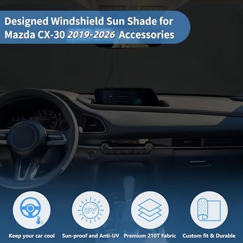 Windshield Sun Shade for 2026 2025-2019 Mazda CX-30 Custom Fit Window Sunshade Fit CX30 Windshield Cover Accessories, Front Window Shade Sun Visor Blocks UV Keep Car Cooler - size: S2. for Mazda Cx-30 2019-2026