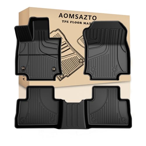RAV4 Floor Mats AOMSAZTO Floor Liners Fit for Toyota RAV4 2019-2025 (Not Fit Hybrid): All Weather Automotive Floor Mats - 1st & 2nd Row Full Set Rubber Floor Liners - Anti Skid Car Mats - style: 2019-2025 | For Toyota Rav4 Floor Mats