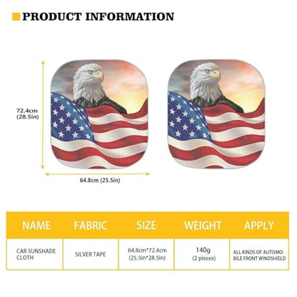 Automotive Winshield Sunshade Car Interior Accessories Sun Proof Front Windows Shade Sun Visor Blocker 2 Pieces Set Auto Shade-Eagle American Flag - color: Eagle American Flag