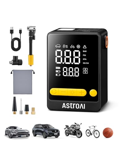 AstroAI L10 Mini Tire Inflator Portable Air Compressor,150PSI Air Pump for Car Tires with Tire Pressure Gauge,Bike Pump with LED Light,Tire Inflator for Cars,Bikes,Motorcycles,Balls,Car Accessories