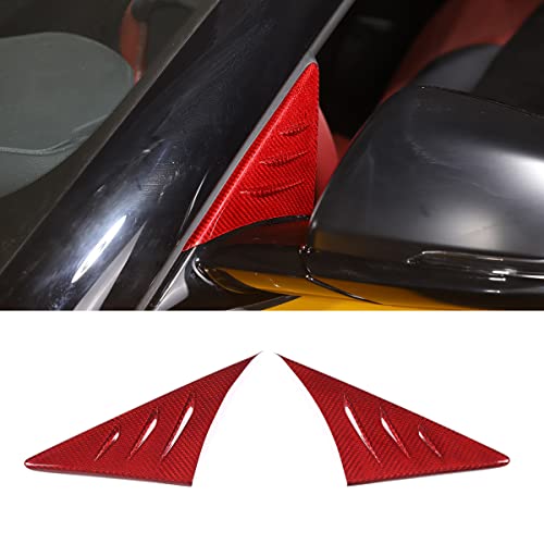 for Toyota Supra GR A90 A91 MK5 2019 2020 2021 2022 Real Carbon Fiber Car Rearview Mirror Side Triangular Spoiler Cover Decoration Accessories (Red Carbon Fiber) - color: Red Carbon Fiber