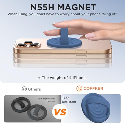 Magnetic Phone Grip Ring Holder, Liquid Silicone Magnet Cell Phone Grip Finger Loop, Compatible with Magsafe, Back of Phone for iPhone 17/16/15/14/13/12 Series, Azure Blue - color: Azure Blue
