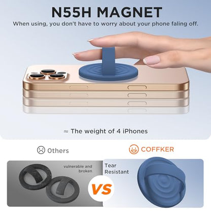 Magnetic Phone Grip Ring Holder, Liquid Silicone Magnet Cell Phone Grip Finger Loop, Compatible with Magsafe, Back of Phone for iPhone 17/16/15/14/13/12 Series, Azure Blue - color: Azure Blue