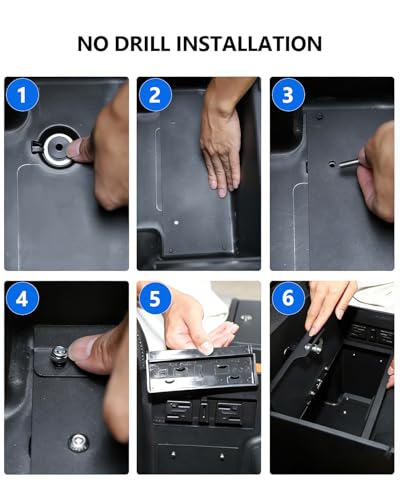 Center Console Safe Lock Box for Chevy Silverado GMC Sierra 2023-2026 Accessories No Drill Anti-Theft Armrest Security Organizer with 3-Digit Combination Lock Carbon Steel Safe Vault - size: Silverado GMC Sierra Safe Organizer