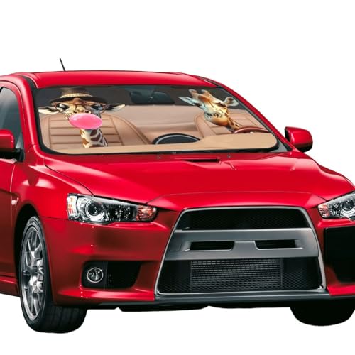 Funny Giraffe Car Sun Shade Windshield Sunshade Foldable Front Window Shield Cover for Truck SUV - color: Blue3