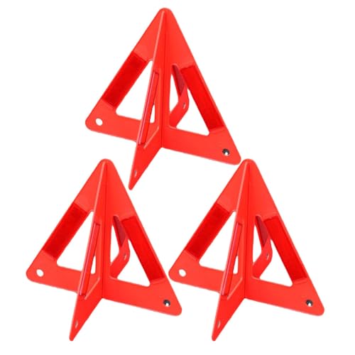 SOLUSTRE 3pcs Reflective Triangle Emergency Warning Signs for Cars Portable Roadside Safety Reflectors Highly Visible Design for Nighttime Use Convenient Storage for Car Trunks