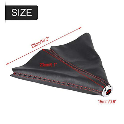 Shifter Boot Universal, PU Leather Shift Boot Retainer Stick Shift Sleeve Gear Shifter Boot Gear Gaiter Cover Black Bright Red Stitch