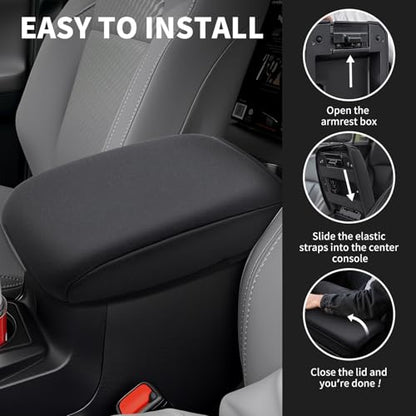 Center Console Cushion Compatible with Toyota Tacoma 2016-2023 Accessories, Premium Leather Arm Rest Cover Pad, Car Middle Console Cover (Black) - size: 2016-2023 Toyota Tacoma