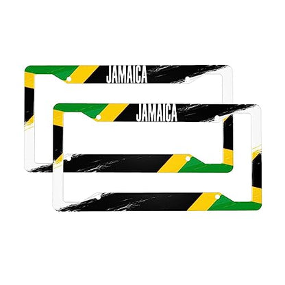 Jamaica License Plate Frame 2 Pack License Plate Holder Universal Aluminum License Plate Cover Car Accessories for Men Women - color: Jamaica