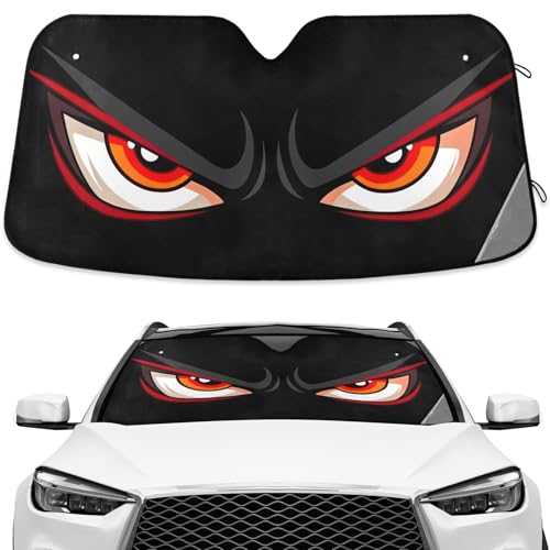 Cartoon Evil Red Eyes Windshield Sunshade Car Sun Shade Front Window Shade for Truck SUV Blocks UV Rays Sun Reflector Visor Protector Accordion Folding - color: Multi15