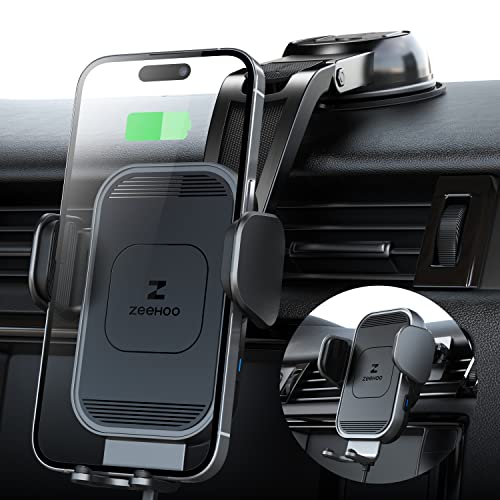 ZeeHoo Wireless Car Charger, 15w Fast Charging, Auto Clamping Car Phone Mount, Cell Phone Holder Charger, for iPhone 17 16 15 14 13 12 11 Pro Max Xs, Samsung Galaxy S23+ S22, Etc.(Grey) - color: Grey