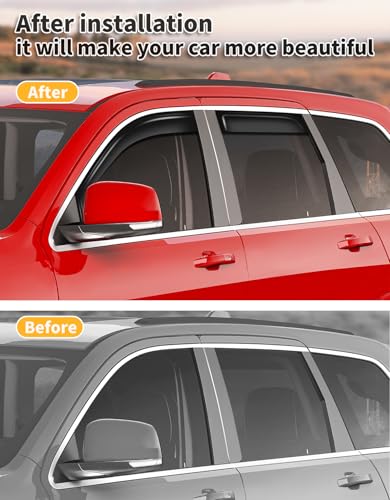 in-Channel Window Rain Guards Fit for Jeep Grand Cherokee(Limited) 2011-2021 Extra Durable Window Visors Window Deflectors Vent Visors Vent Shades Car Accessories-4 pcs 2-Q18 - size: Fit for 2011-2021 Jeep Grand Cherokee